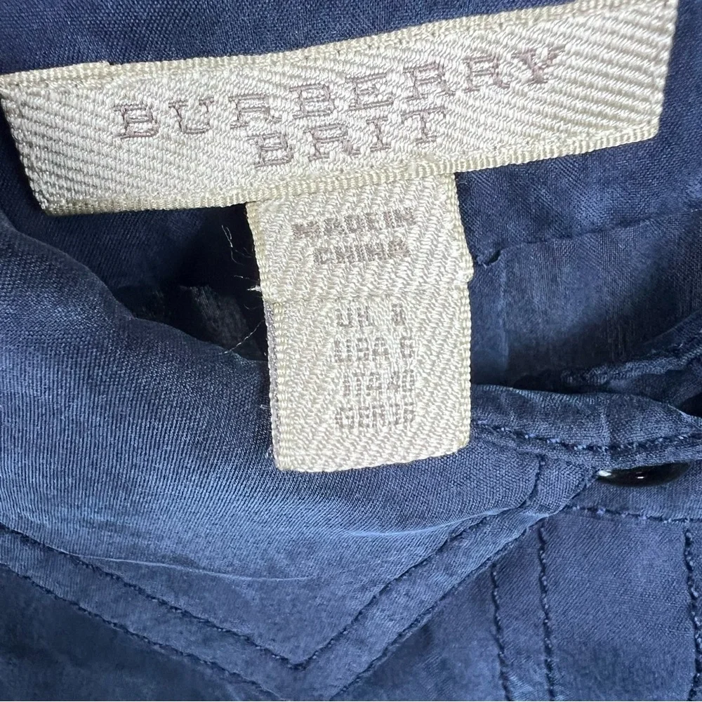 Burberry Brit Shirt Dress Dark Blue Short Sleeve Cotton Size Small - Picture 3 of 7